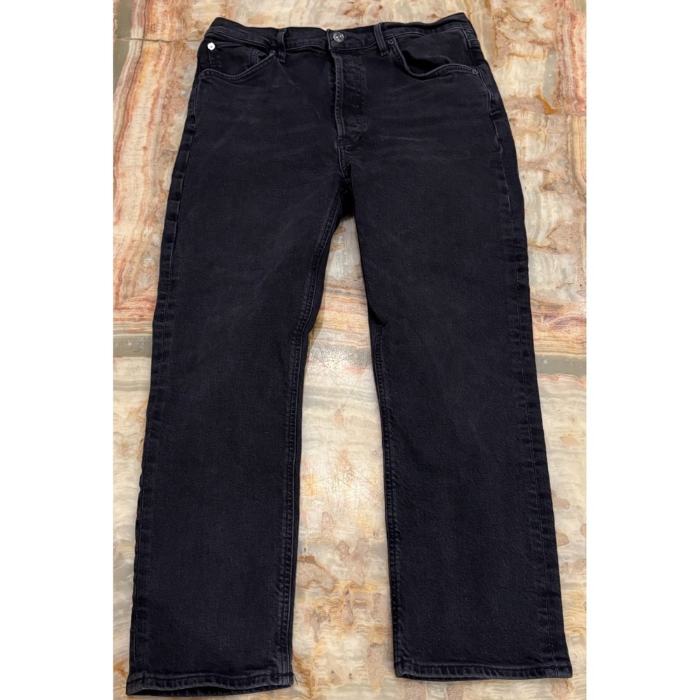 Agolde Los Angeles Womens Riley Cropped Jeans Black Dark Wash Denim Size 30